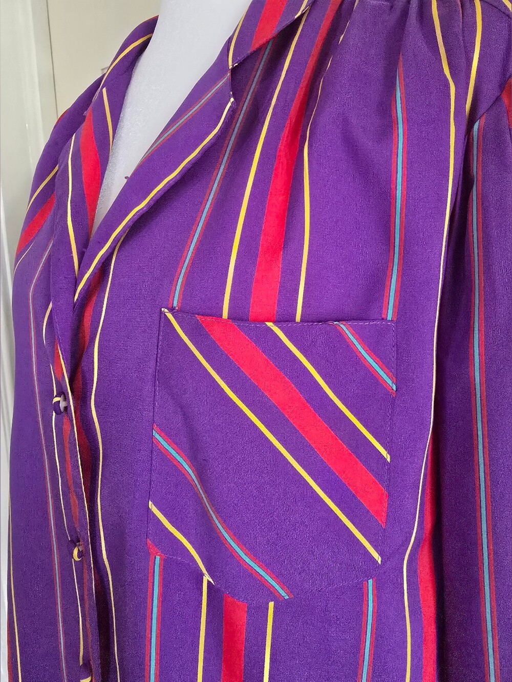 Vintage Josephine Purple Striped Button-Down Shirt - Picture 5 of 12
